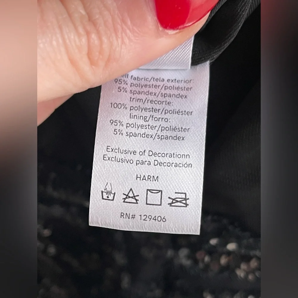 Venus NWT Black Sequin Bell Sleeve Fringe V-Neck Mini Dress - Picture 11 of 15